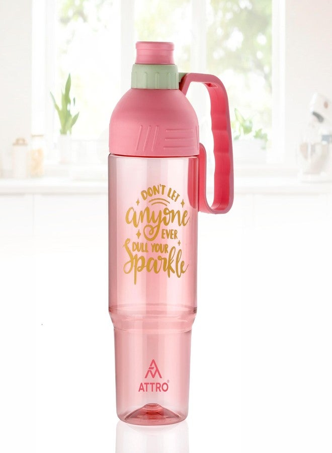 ATTRO My Cup Tumbler Plastic Water Bottle with Handle, BPA-Free, Leak-Proof, Ideal for School, Gym, Office, Travel & Daily Use – Pink- 1000ml - Image 1
