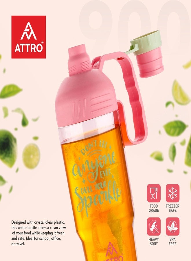 ATTRO My Cup Tumbler Plastic Water Bottle with Handle, BPA-Free, Leak-Proof, Ideal for School, Gym, Office, Travel & Daily Use – Pink- 1000ml - Image 2