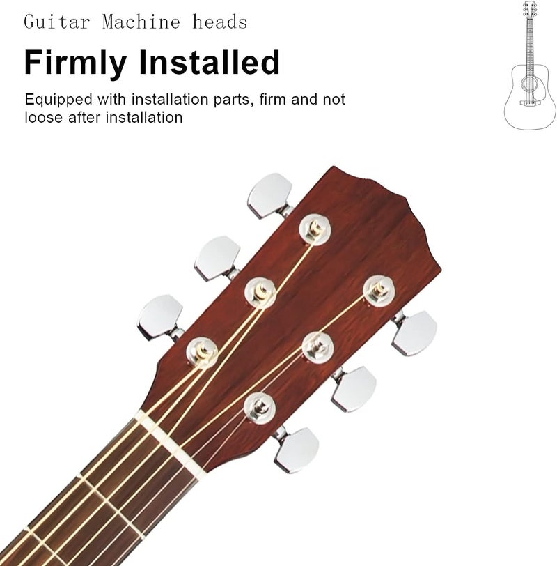 Device Of Urban Infotech مفاتيح ضبط الجيتار، 3L + 3R رؤوس آلات الجيتار مفاتيح الجيتار للجيتار الصوتي أقفال شبه مغلقة مفاتيح الجيتار مع مجموعة براغي للغيتار الصوتي أو الكهربائي - Image 5