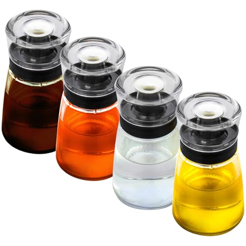 TINMIX Leak-proof Oil Dispenser Bottle for Outdoor Camping, 160 ml/5.4 oz Glass Olive Oil and Vinegar Cruet, Well Sealed for Picnic Kitchen, 4 Pack - Image 1