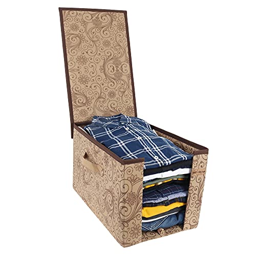 SHREY CREATION Foldable Shirt Organizer Non woven Wardrobe Clothe Storage Box With Lid and Handle for Shirt Tshirt , cloth (Pack Of 6) - Image 2