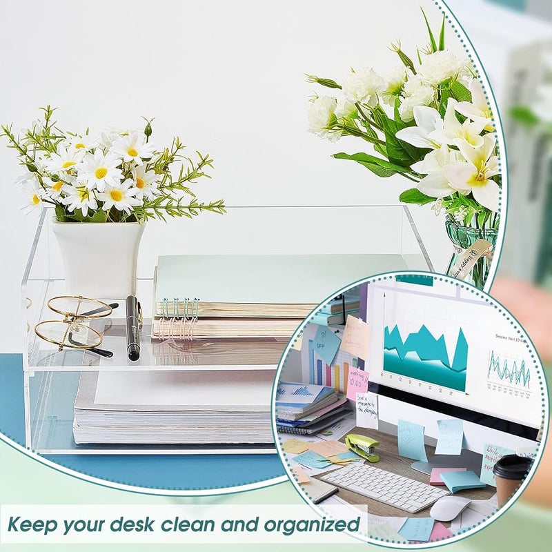 بي بي أيه منظمات مكتبية أكريليكية من نوع BPA® وإكسسوارات إضافية؛ صندوق تنظيم الملفات الورقية متعدد الطبقات، قابل للتكديس، لتنظيم المستندات بشكل واضح، مناسب لبيئة العمل (أبعاد: 315 × 222 × 137 مم 12.4 × 8.74 × 5.39 بوصة) - Image 3