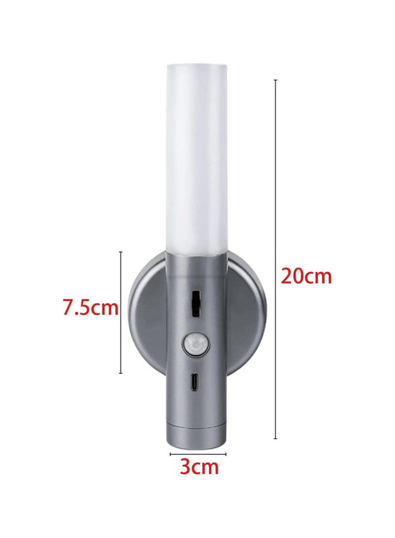راكسوم أضواء مصباح حائط داخلي مع مفتاح، مصابيح حائط قابلة لإعادة الشحن عبر USB مع مستشعر حركة مغناطيسي عاكس للضوء تحت الخزانة، شمعدانات جدارية مرآة لغرفة النوم (أسود، عبوة واحدة) - Image 5