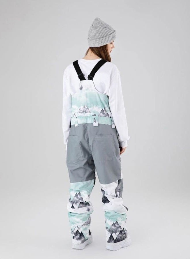SEARIPE Women and Mens Snow Bibs Adjustable Overalls Pants Wear-resistant Bib Hiking Climbing Insulated Ski Pants, Green Mountain, XS - Image 4