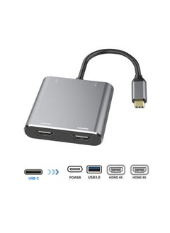 Y&D USB C to Dual HDMI Adapter, 4 in 1 Type Hub with 2 (4K@30Hz) / USB3.0/ PD Charging, HD Screen Display USB-C Docking Station for Windows, MacOS  - Image 2