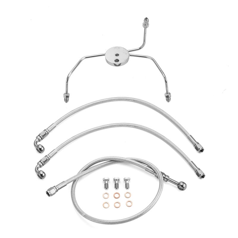 Mofun 51 Upper and Lower Hydraulic Brake Line NonABS Compatible with Harley Touring Road Glide Road King 19992007 Fit Electra Street Glide 19962007 Fit 1012 Handlebar Chrome - Image 2