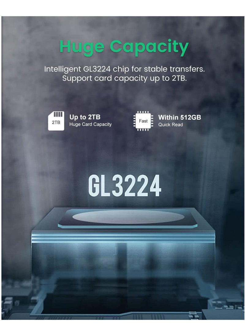 Excefore Micro SD Card Reader, USB 3.0 USB-C Memory Card Reader, Aluminum Multi 2-in-1 External SD Card Adapter for Phone Camera PC Laptop Table, Support TF/SD/Micro/SD/SDXC/SDHC/MMC/RS-MMC/UHS-I - Image 5