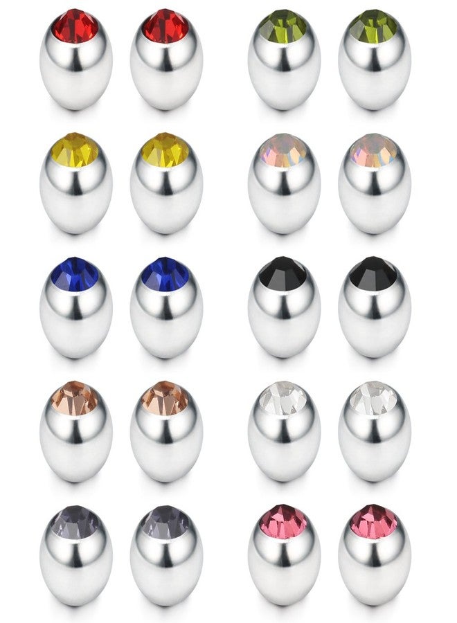 Ruifan 10PRS(20PCS) 5mm Externally Threaded 316L Surgical Steel Jeweled CZ Replacement Balls Body Jewelry Piercing Barbell Parts for Tongue Belly Navel Nipple Ring 14G - Image 1