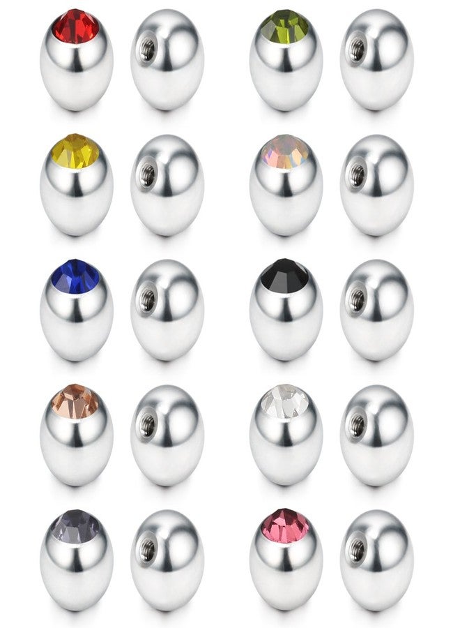 Ruifan 10PRS(20PCS) 5mm Externally Threaded 316L Surgical Steel Jeweled CZ Replacement Balls Body Jewelry Piercing Barbell Parts for Tongue Belly Navel Nipple Ring 14G - Image 3