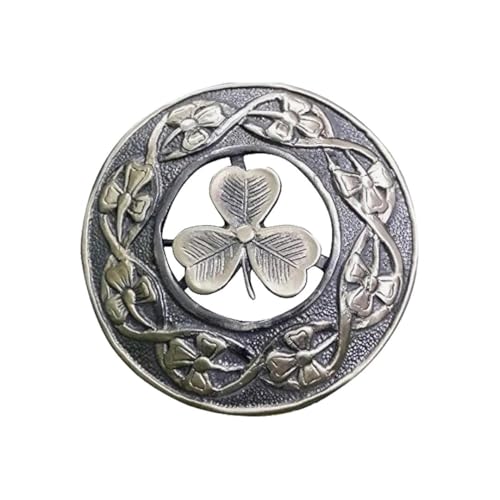 AAR Men,s Scottish Irish Shamrock Kilt Brooch Fly Plaid Antique Finish 3" (7cm) diameter S - Image 2