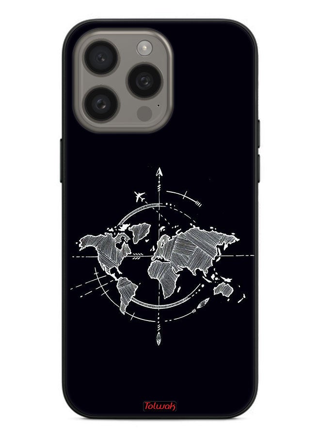 Tolwak Apple iPhone 15 Pro Protective Case Cover Compass Art - Image 2