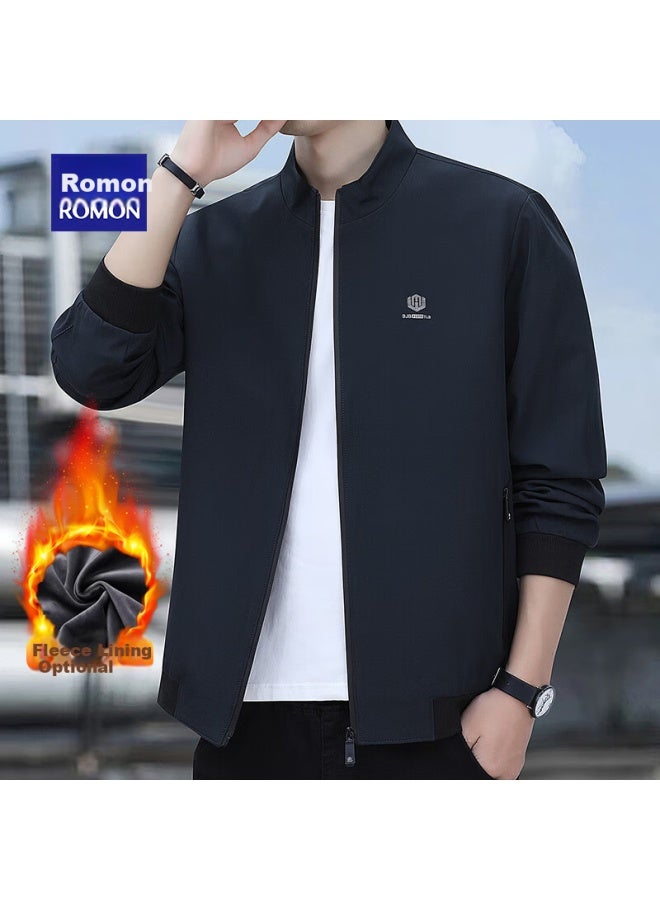 Romon Men's Executive Casual Jacket  Spring Autumn New Simple Business Dad Style Versatile Coat Blue M