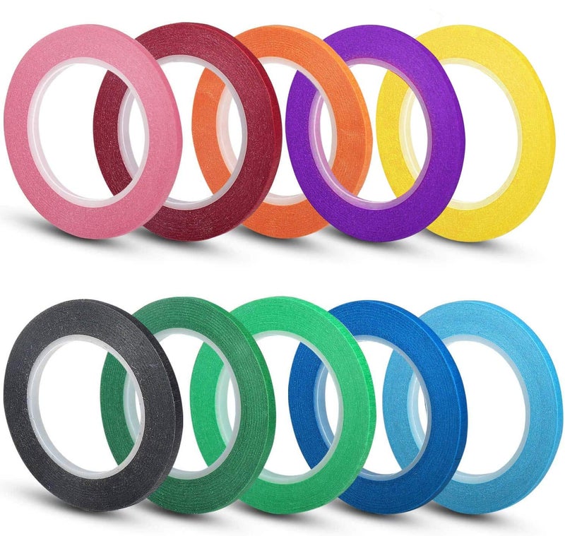 selizo 10 Rolls 1/8” Whiteboard Pinstripe Tape Dry Erase Board Tape Line Thin Striping Graphic Chart Art Tape Grid Lining Tape for White Board, 10 Colors - Image 1