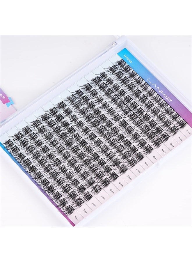 LANKIZ DIY Eyelash Extensions,Individual Lash Extensions Clusters,154 Clusters, Soft and Lightweight 12mm Only Mix Resuale Wide Band Cluster Lashes for Home use (Natural C curl) - Image 1