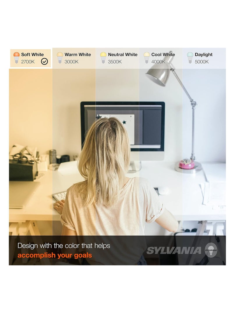 Sylvania مصباح LED A19 من SYLVANIA، مكافئ 60 واط، قاعدة متوسطة فعّالة 8.5 واط، 2700 كلفن، أبيض ناعم، عبوة من 4 قطع  - Image 4