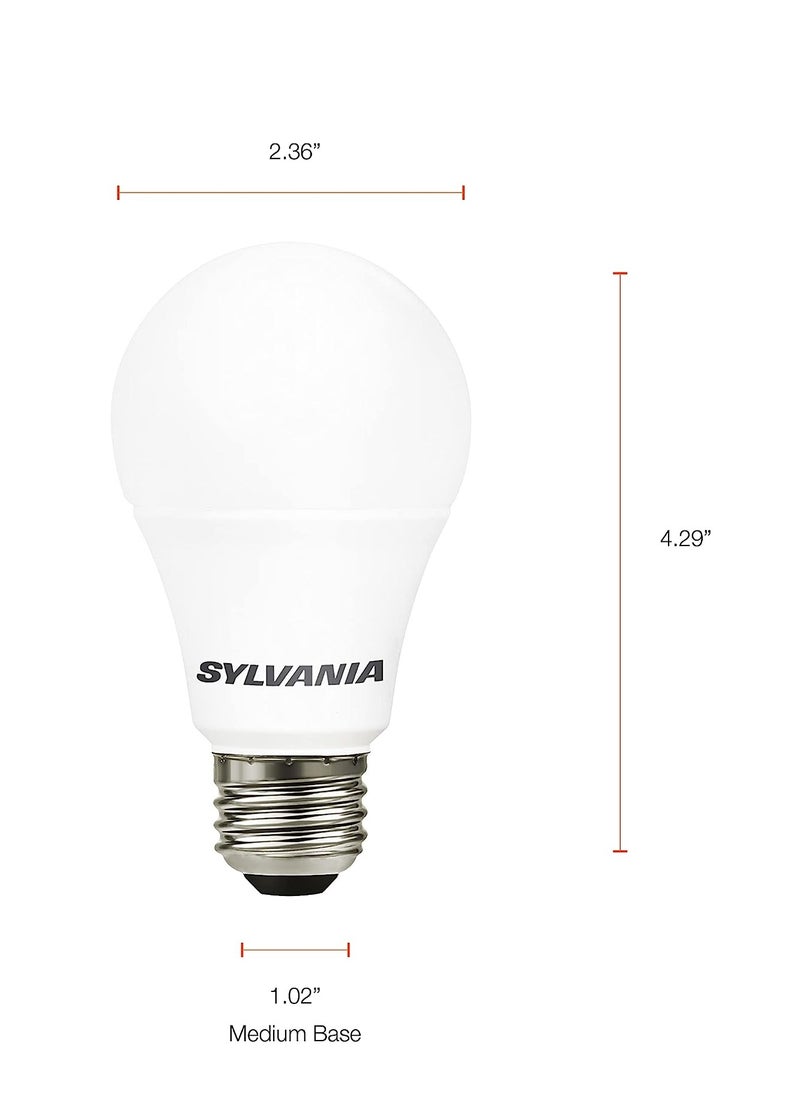 Sylvania مصباح LED A19 من SYLVANIA، مكافئ 60 واط، قاعدة متوسطة فعّالة 8.5 واط، 2700 كلفن، أبيض ناعم، عبوة من 4 قطع  - Image 3