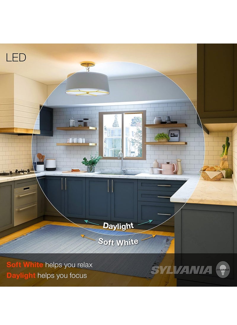 Sylvania مصباح LED A19 من SYLVANIA، مكافئ 60 واط، قاعدة متوسطة فعّالة 8.5 واط، 2700 كلفن، أبيض ناعم، عبوة من 4 قطع  - Image 5