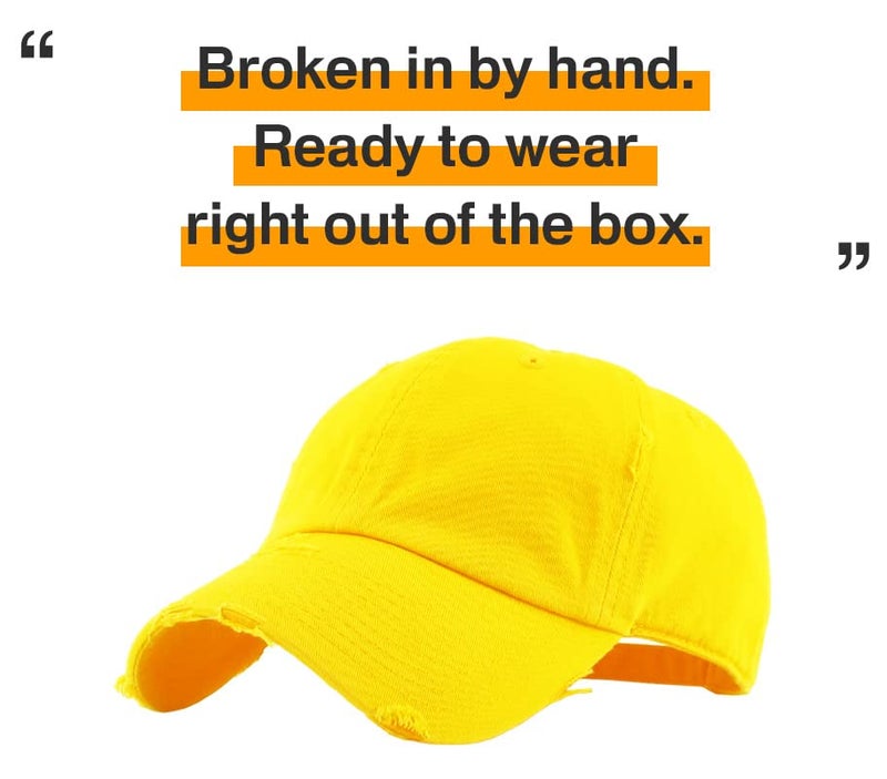 KBETHOS KBE-Vintage YEL Vintage Washed Distressed Cotton Dad Hat Baseball Cap Adjustable Polo Trucker Unisex Style Headwear Yellow - Image 4