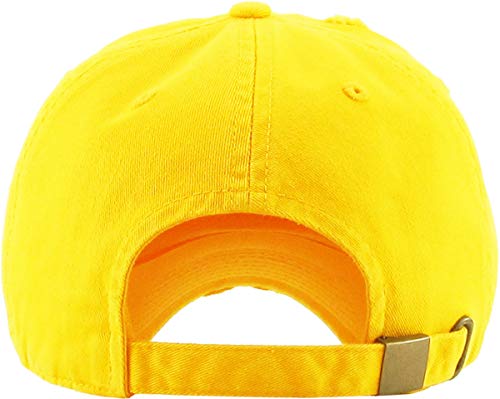 KBETHOS KBE-Vintage YEL Vintage Washed Distressed Cotton Dad Hat Baseball Cap Adjustable Polo Trucker Unisex Style Headwear Yellow - Image 3