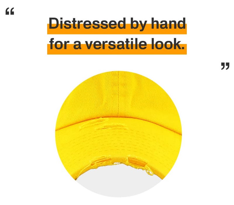 KBETHOS KBE-Vintage YEL Vintage Washed Distressed Cotton Dad Hat Baseball Cap Adjustable Polo Trucker Unisex Style Headwear Yellow - Image 5