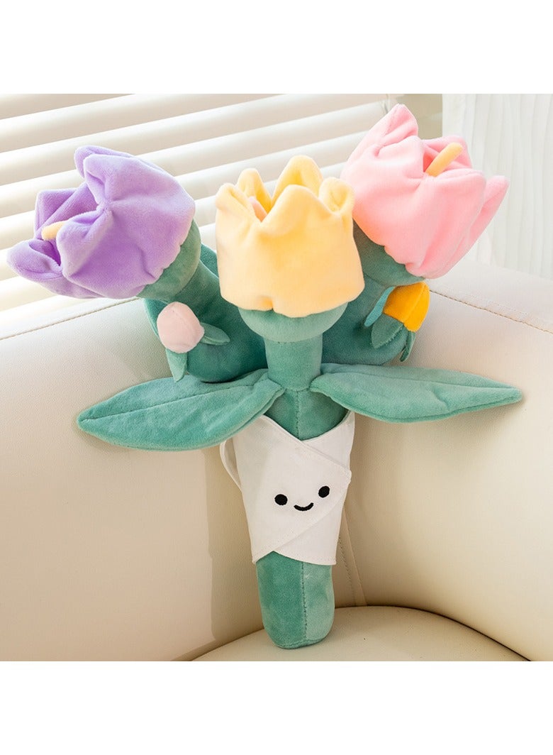 general Bouquet series, bellflower fun plush toy simulation hand bouquet girls birthday gift doll (35cm)
