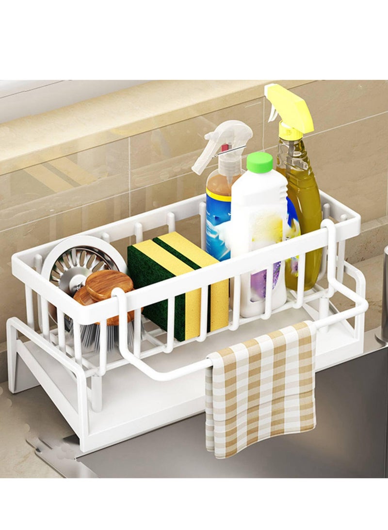 ZERIFAM Kitchen Sink Organizer - Sink Caddy Sponge Holder, Multi-Functional Sink Caddy With Rag Rod, Used For Multifunctional Drain Racks In Kitchens, Bathrooms, And Other Areas. (White) - Image 1