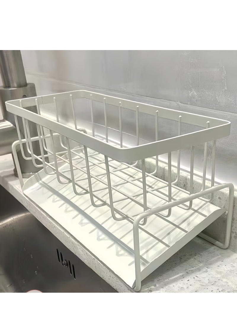 ZERIFAM Kitchen Sink Organizer - Sink Caddy Sponge Holder, Multi-Functional Sink Caddy With Rag Rod, Used For Multifunctional Drain Racks In Kitchens, Bathrooms, And Other Areas. (White) - Image 4