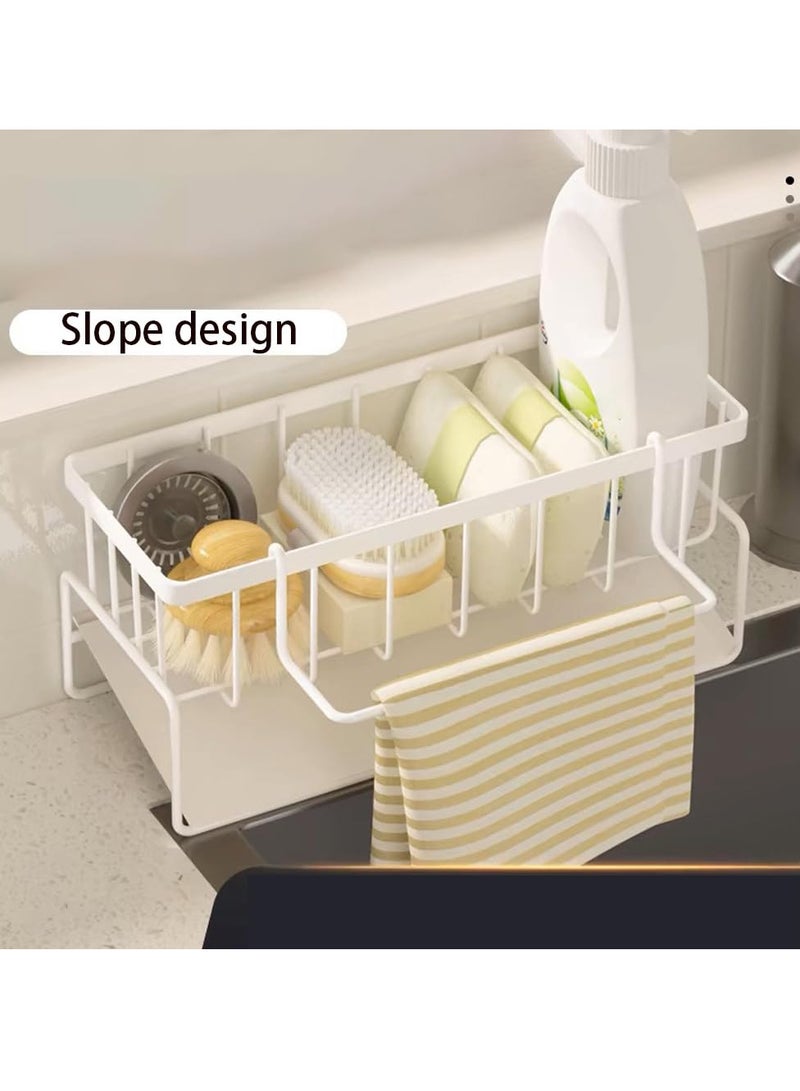 ZERIFAM Kitchen Sink Organizer - Sink Caddy Sponge Holder, Multi-Functional Sink Caddy With Rag Rod, Used For Multifunctional Drain Racks In Kitchens, Bathrooms, And Other Areas. (White) - Image 5