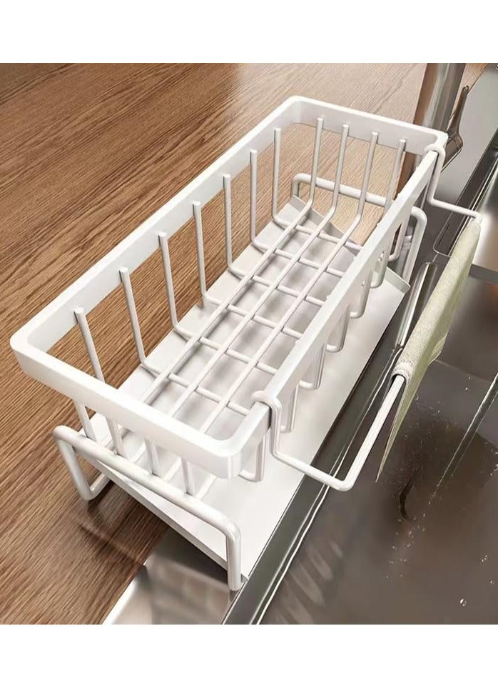 ZERIFAM Kitchen Sink Organizer - Sink Caddy Sponge Holder, Multi-Functional Sink Caddy With Rag Rod, Used For Multifunctional Drain Racks In Kitchens, Bathrooms, And Other Areas. (White) - Image 2