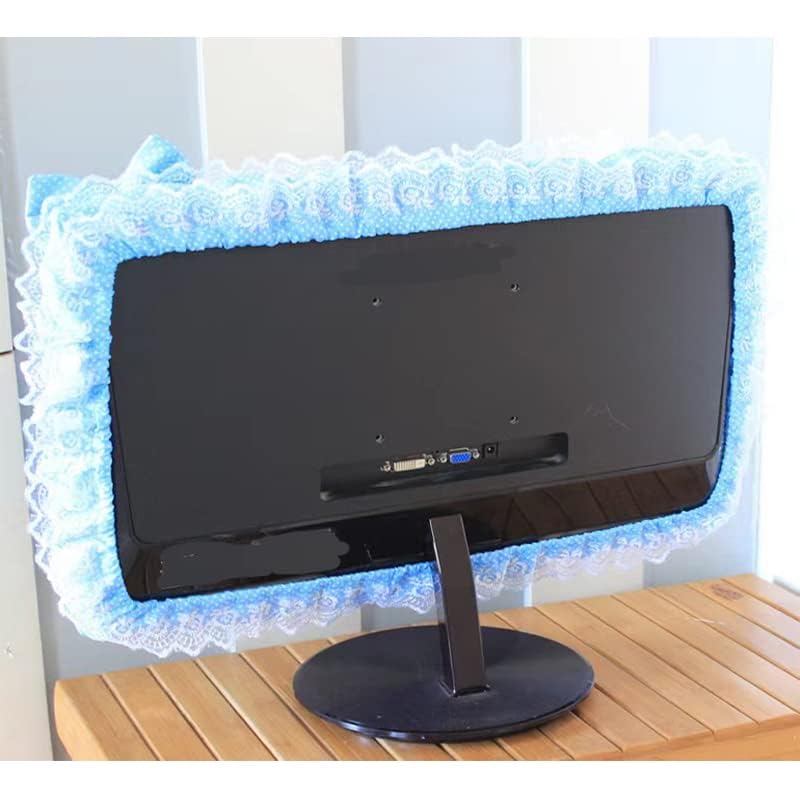 ALHBEJT Computer Monitor Cover with Lovely Cute Elastic Pen Pocket Bow-knot TV LCD Screen Monitor Decoration Dust Cover Protector, lace fabric (17''-22''，Pink) - Image 3