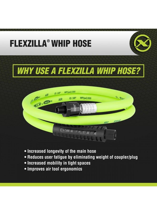Flexzilla خرطوم هواء فليكسزيلا دوار، 3/8 بوصة × 4 أقدام (1/4" MNPT كرة دوارة × 1/4" FNPT نهايات)، ثقيل، خفيف الوزن، هجين، زيلاغرين - HFZ3804YW2B - Image 3