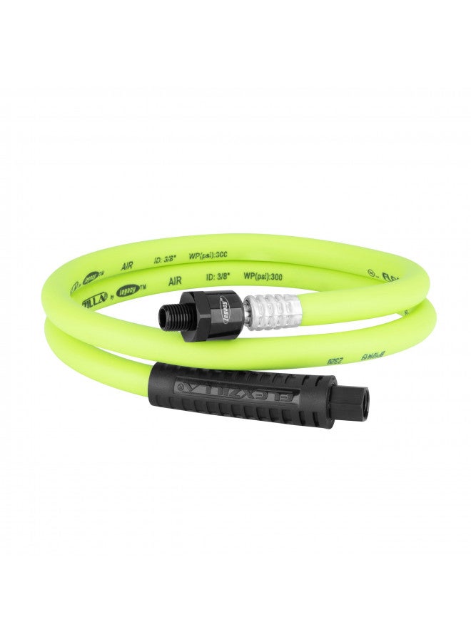 Flexzilla خرطوم هواء فليكسزيلا دوار، 3/8 بوصة × 4 أقدام (1/4" MNPT كرة دوارة × 1/4" FNPT نهايات)، ثقيل، خفيف الوزن، هجين، زيلاغرين - HFZ3804YW2B - Image 1