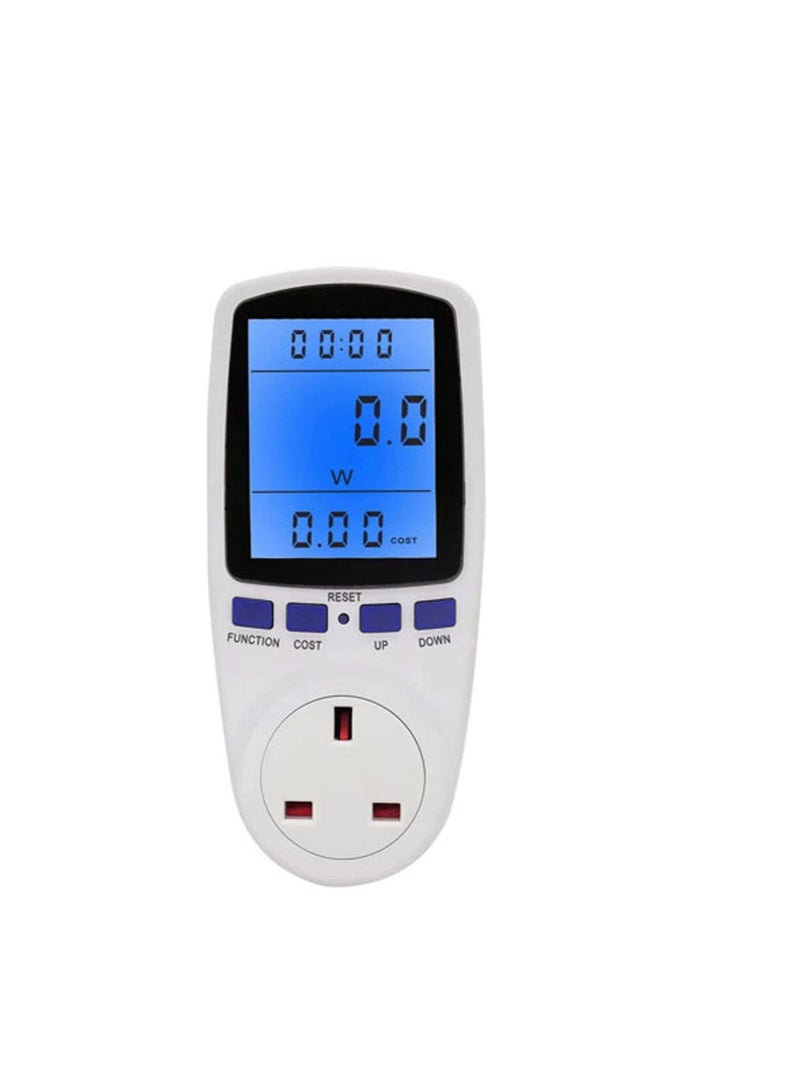 Power Meter Energy Monitor 240V/13A Watt Plug UK Electricity Usage Monitor With Backlight LCD Display and 7 Monitoring Modes for Home Hotel Blue - Image 1
