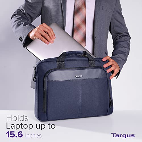 Targus 15-16 Inch Classic Slim Laptop Bag, Blue - Ergonomic Briefcase and Messenger Bag - Spacious Foam Padded Laptop Bag for 16" Laptops and Under (TCT027US) - Image 5