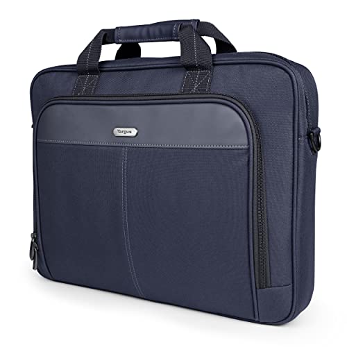 Targus 15-16 Inch Classic Slim Laptop Bag, Blue - Ergonomic Briefcase and Messenger Bag - Spacious Foam Padded Laptop Bag for 16" Laptops and Under (TCT027US) - Image 1