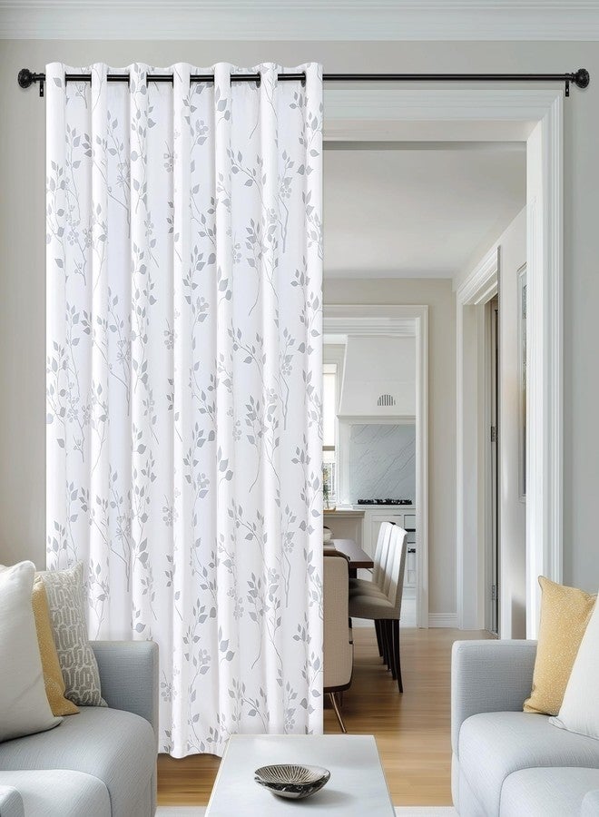 Beauoop Floral 100% Blackout Curtains 84 Inch Length 1 Panel for Patio Sliding Door Extra Wide Grey White Flower Patterned Divider Room Darkening Thermal Soundproof Grommet Window Drapes,100x84, 1 set - Image 5