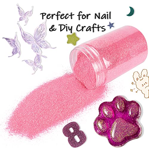 Estanoite Iridescent Fine Glitter, 210G/7.41OZ Extra Fine Glitter Powder, Rainbow Craft Glitter for Resin, DIY Tumblers Painting, Body Nail Glitter, Festival Glitter for Christmas Decoration (Doll Pink) - Image 3