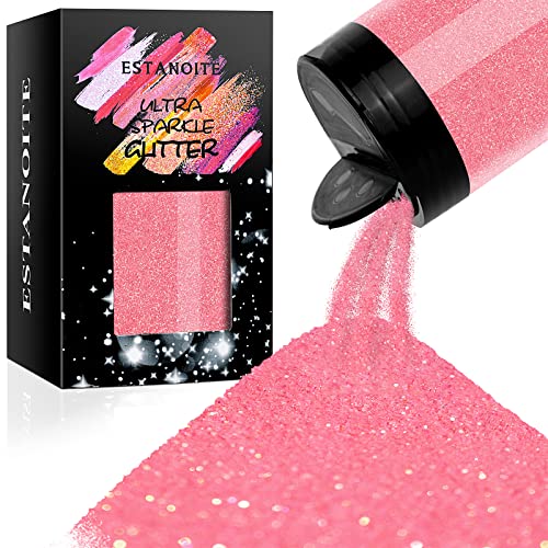 Estanoite Iridescent Fine Glitter, 210G/7.41OZ Extra Fine Glitter Powder, Rainbow Craft Glitter for Resin, DIY Tumblers Painting, Body Nail Glitter, Festival Glitter for Christmas Decoration (Doll Pink) - Image 1