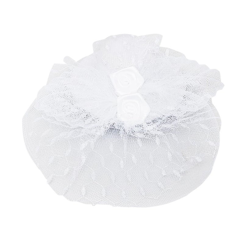 Radhu & Kabby Radhu Kabby Fascinator Hat with Hexagonal Mesh Veil Bow and Roses Two Alligator Clips for Grip Hair Accessory for Weddings Outings and Special Events - Image 1