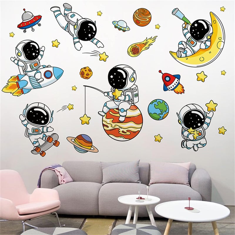 TERRIFI Lovely Astronauts and Planet Wall Decals - Image 2