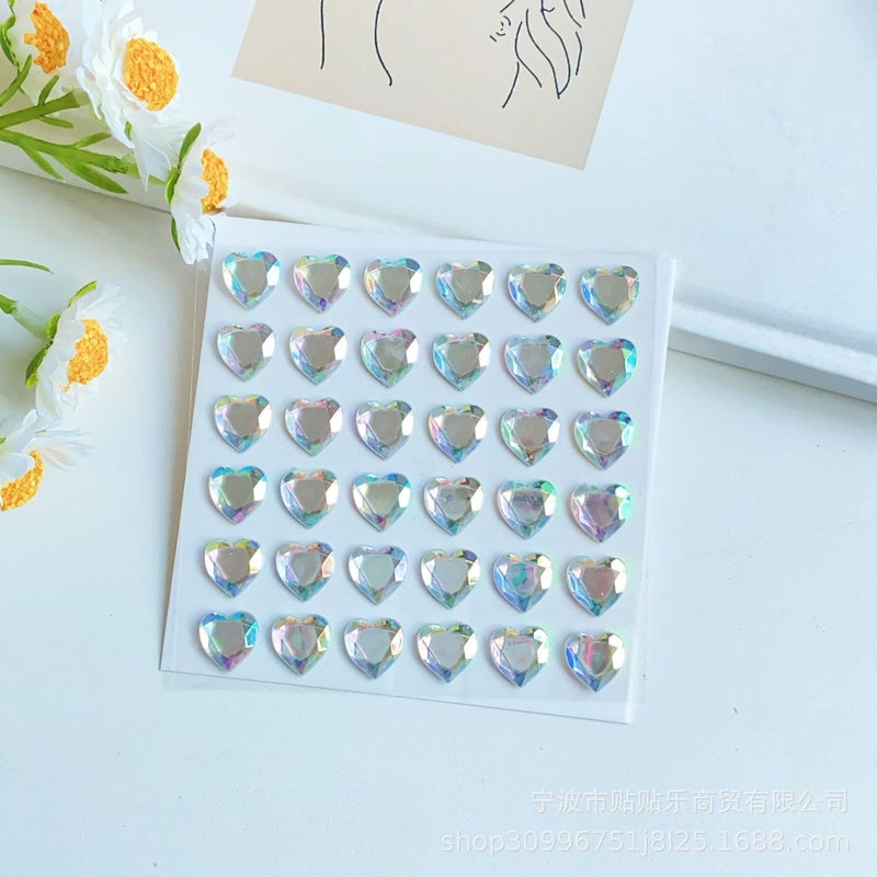 Generic Pearl Diamond Stickers for Kids Face Decoration Square transparent white 36 pieces 