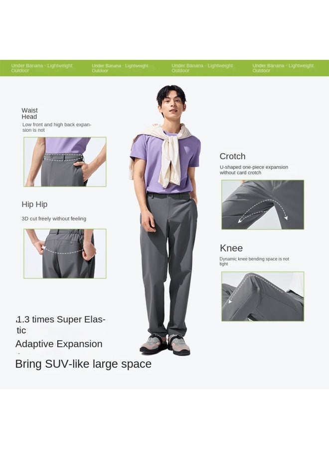 QUICK Dry & Uv Protection】commute Slim-fit Stretch Men's -dry Tapered Outdoor Pants, Summer Lightweight Cooling Trousers - Image 5
