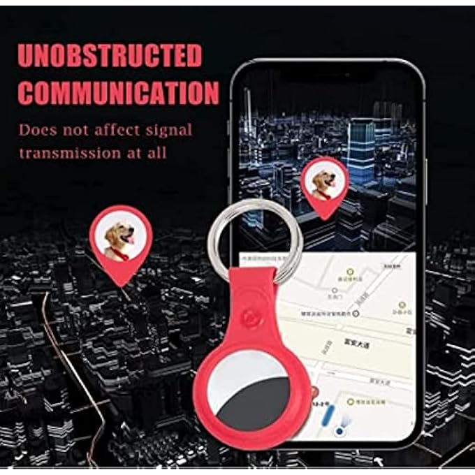 Apple PROTECTIVE COVER FOR AIRTAG WITH KEYCHAIN ANTI-LOST ANTI-SCRATCH PU LEATHER CASE AIRTAGS KEY FINDER WIRELESS TRACKER (RED) - Image 3