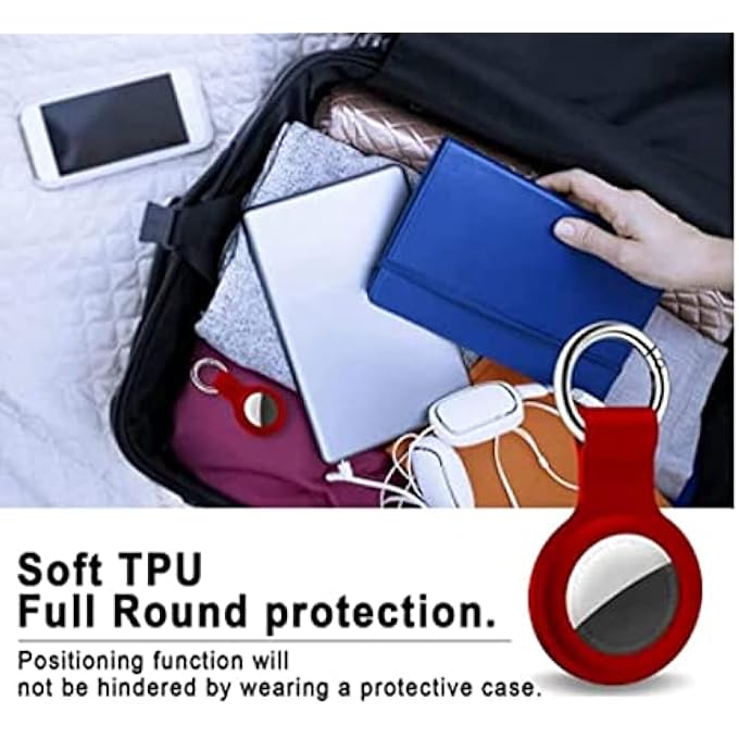 Apple PROTECTIVE COVER FOR AIRTAG WITH KEYCHAIN ANTI-LOST ANTI-SCRATCH PU LEATHER CASE AIRTAGS KEY FINDER WIRELESS TRACKER (RED) - Image 2