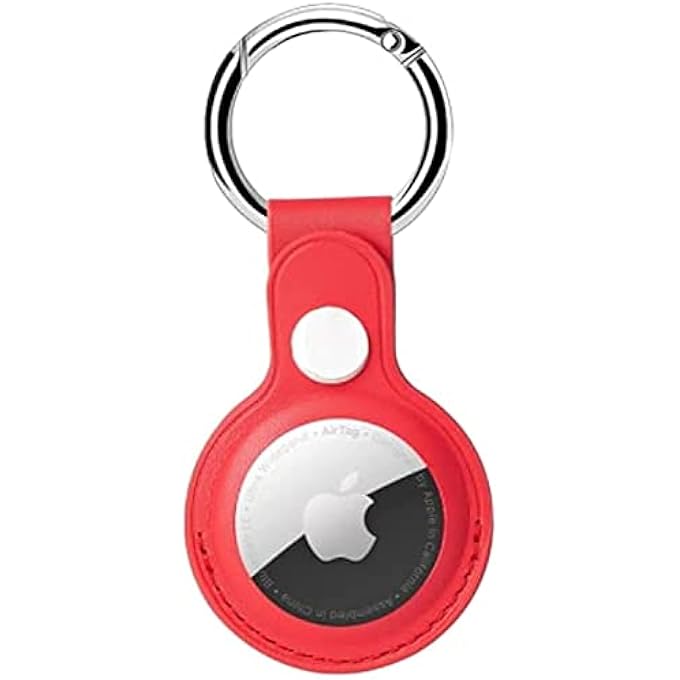 Apple PROTECTIVE COVER FOR AIRTAG WITH KEYCHAIN ANTI-LOST ANTI-SCRATCH PU LEATHER CASE AIRTAGS KEY FINDER WIRELESS TRACKER (RED) - Image 1