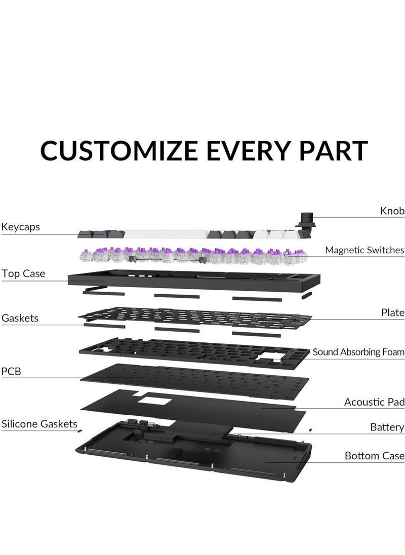 Keychron - Keychron Q1 HE QMK Wireless Mechanical Keyboard, Gateron Double-Rail Magnetic Nebula Switches, Fully Assembled Knob, OSA PBT Keycaps, Tri-Mode Connectivity, ENG-ARAB Layout, Q1H-M1-AR - Image 1