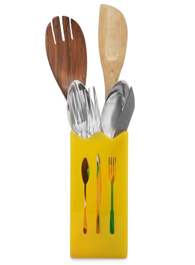 BARCROCK Cutlery Holder For Dining Table and Kitchen spoon, wooden spoon, Kinfe & forks Storges Yellow Color - Image 4