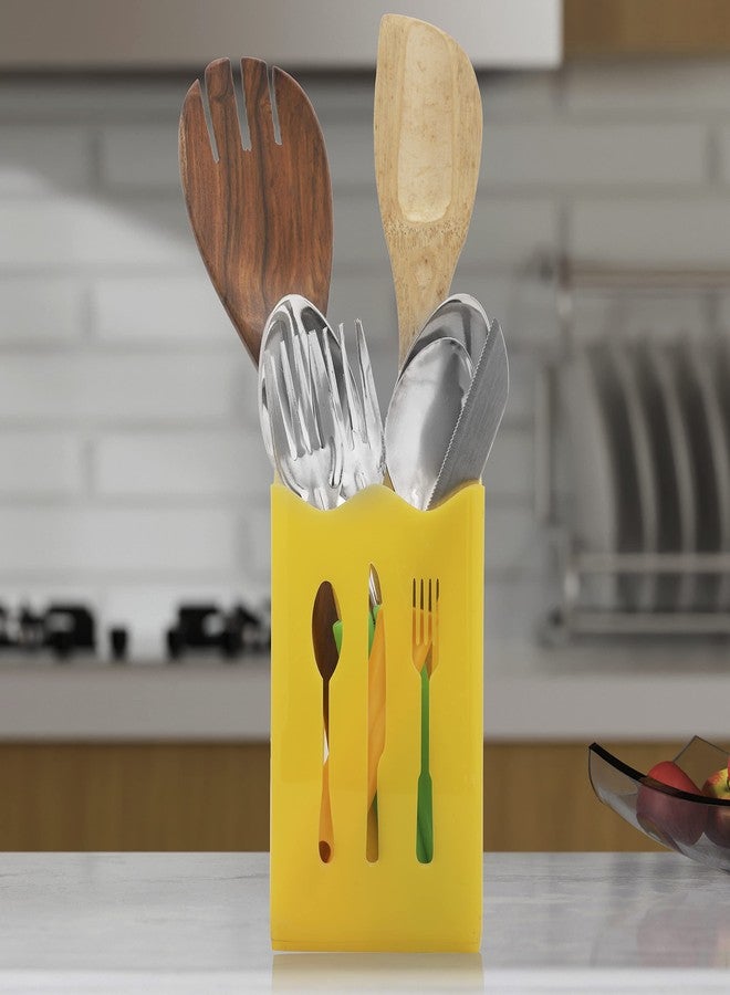 BARCROCK Cutlery Holder For Dining Table and Kitchen spoon, wooden spoon, Kinfe & forks Storges Yellow Color - Image 1