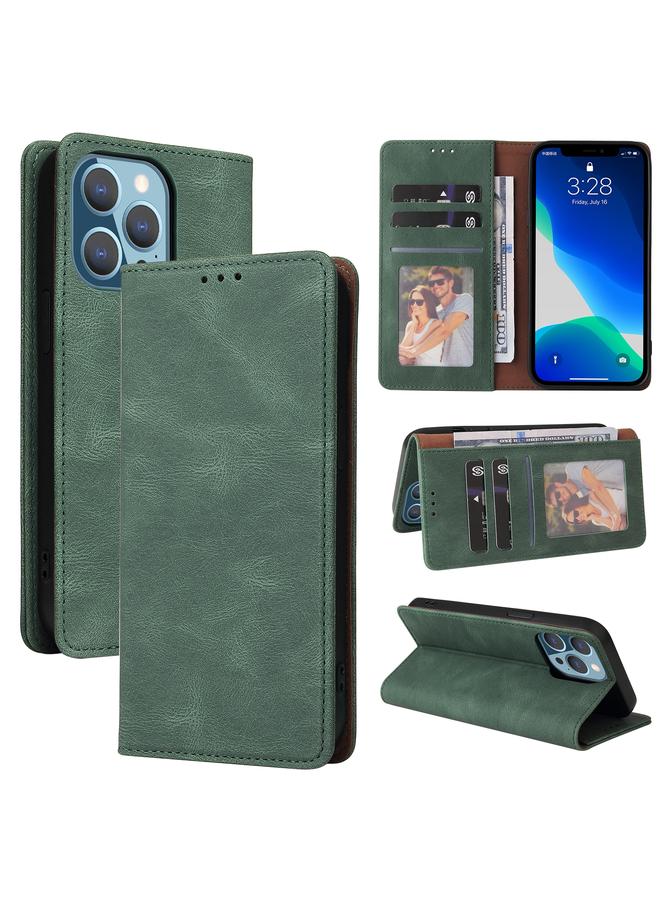 S-TOP Case For iPhone 13 Pro Simple Suction Closure Horizontal Flip Leather Case with Holder & Card Slot & Wallet - Image 1