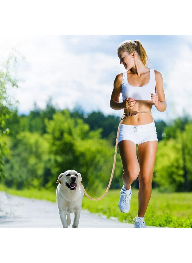 مايل هاي لايف مقود للكلاب بدون استخدام اليدين من Mile High Life، مقود متقاطع مع وصلة من الجلد الطبيعي، مقود خصر قابل للتعديل متعدد الوظائف، مقود قوي الانزلاق بدون شد للمشي والجري للكلاب (بني فاتح، 8 أقدام) - Image 2